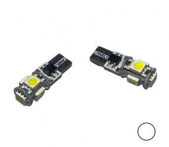 IZZÓ 12V T10 LEDES CANBUS FEHÉR 5SMD (2DB)